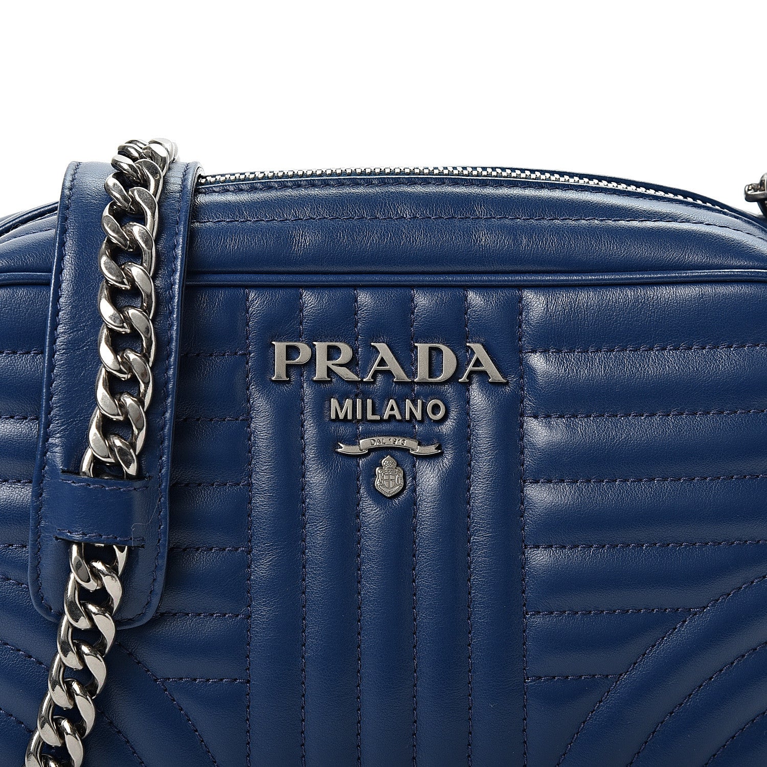 Prada Soft Calfskin Diagramme Crossbody Bag Bluette 6 of 8