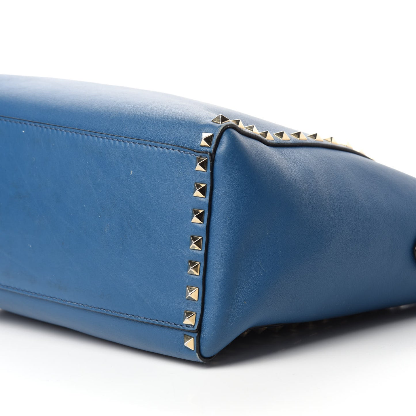 Vitello Rockstud Double Handle Tote Peacock