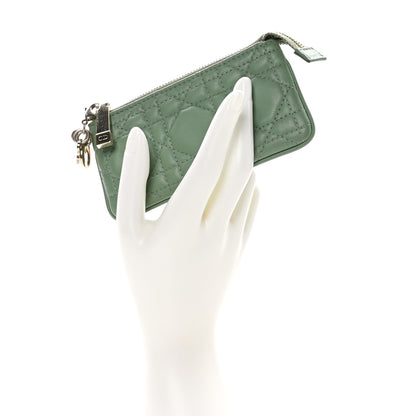 Christian Dior Lambskin Cannage Lady Dior Zipped Key Case Green 2 of 8