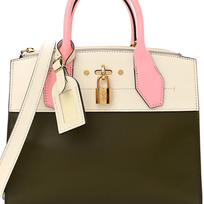 Louis Vuitton Calfskin City Steamer PM Kaki White Magnolia 7 of 11