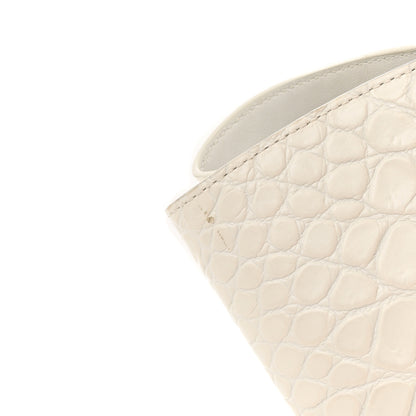 Bottega Veneta Calfskin Crocodile Embossed Doll Top Handle Bag White 15 of 17