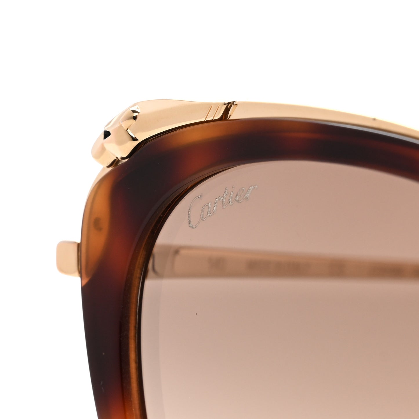 Acetate Panthere De Cartier Cat Eye Sunglasses CT0150S Tortoise Gold