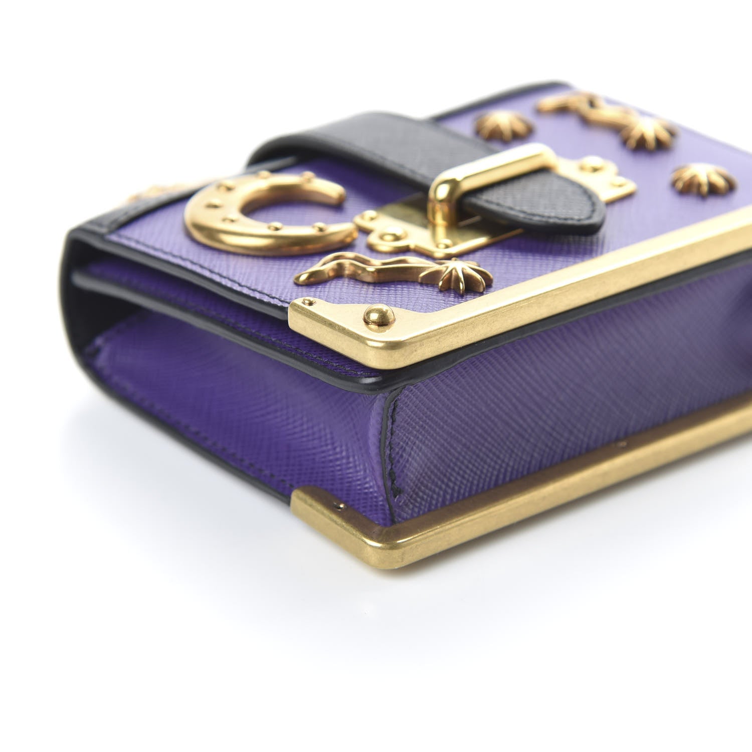 Prada Saffiano Astrology Mini Cahier Bag Viola Black 6 of 10