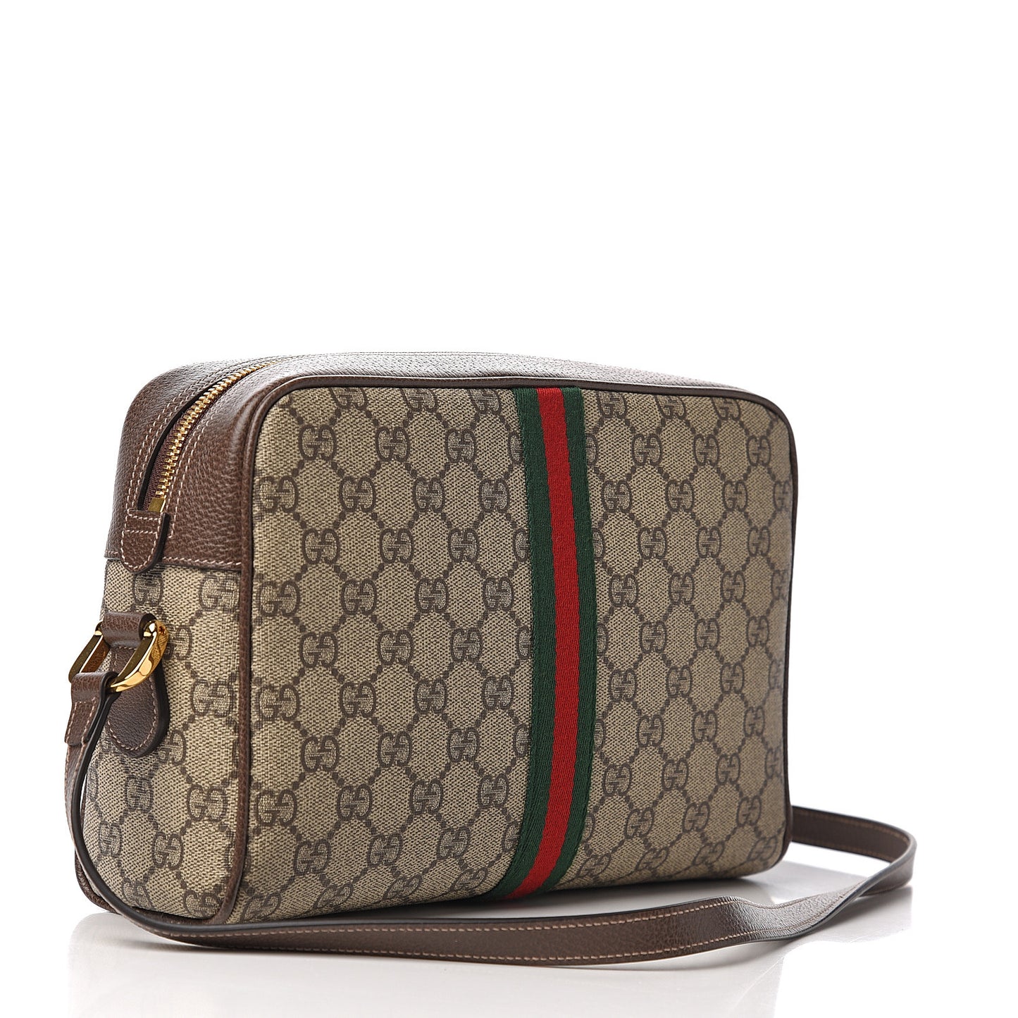 GG Supreme Monogram Web Small Ophidia Shoulder Bag Brown