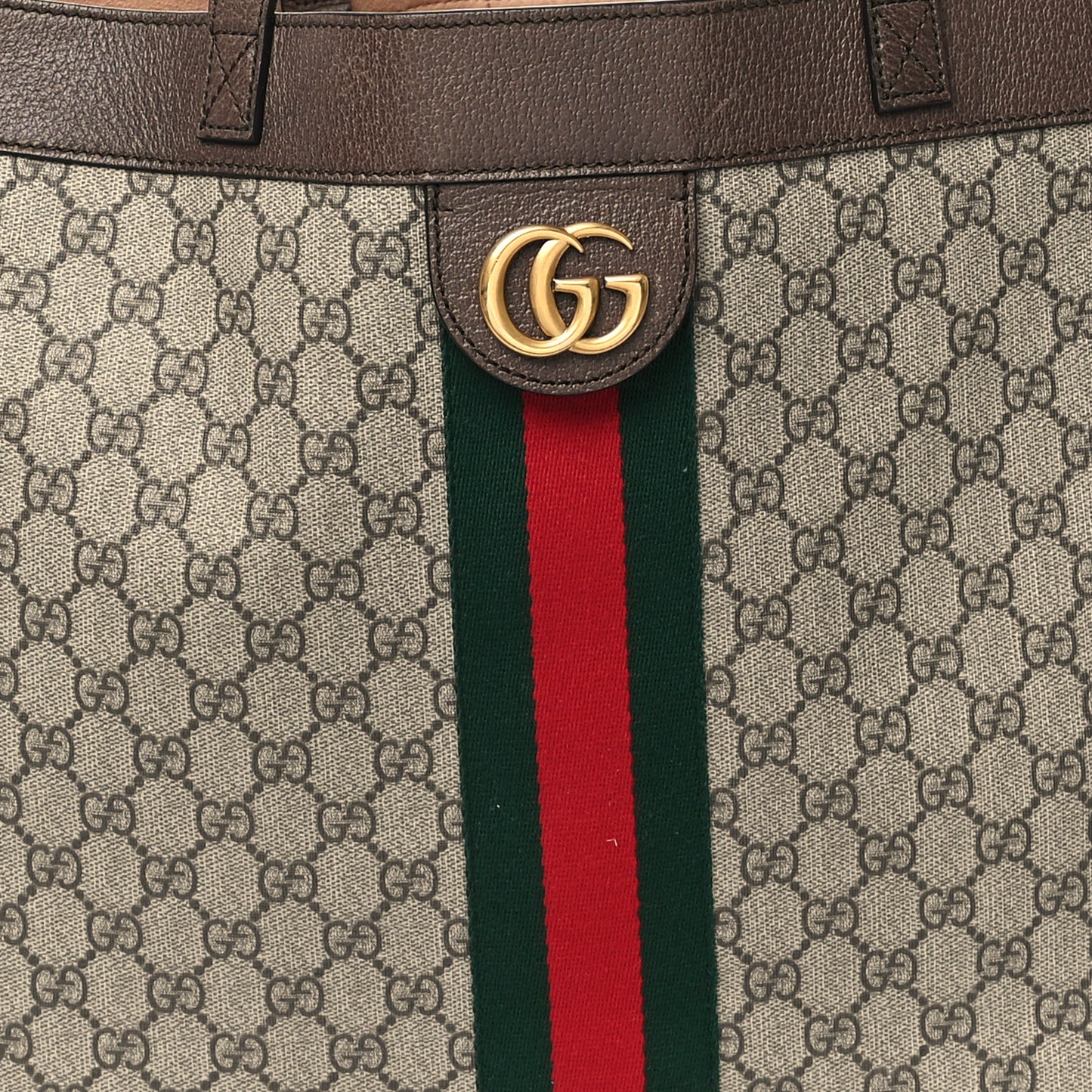 GG Supreme Monogram Web Ophidia Tote Brown