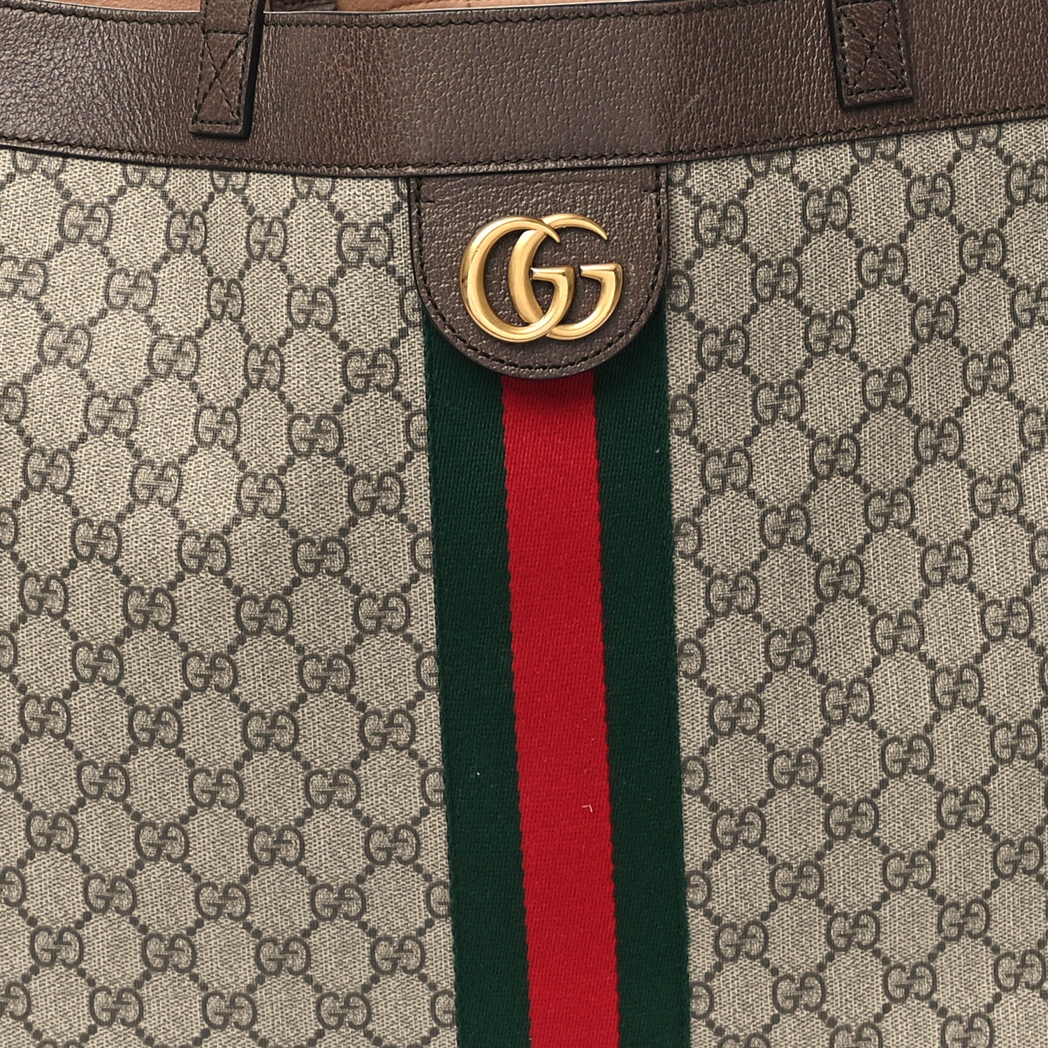 Gucci GG Supreme Monogram Web Ophidia Tote Brown 9 of 12