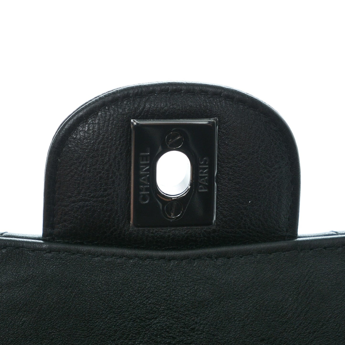 Crumpled Calfskin Quilted Medium Double Flap So Black