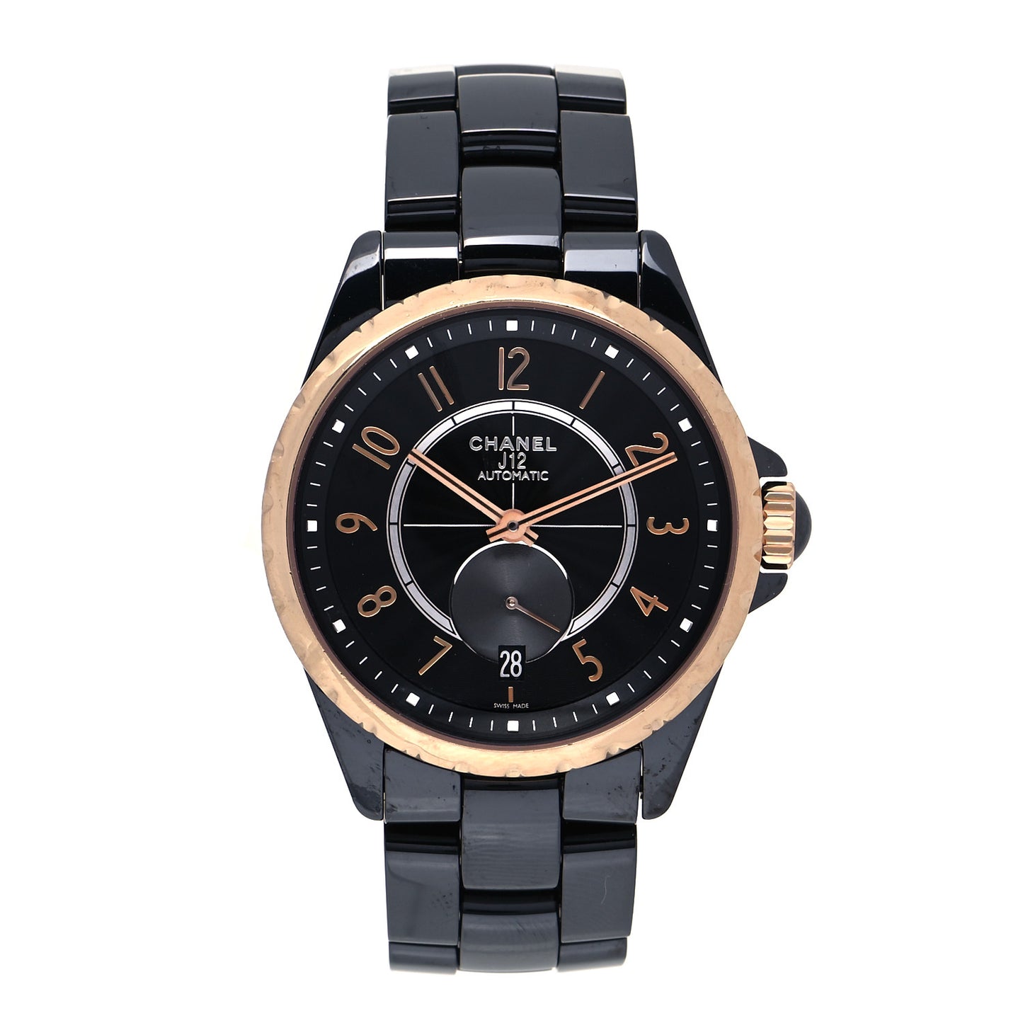 Stainless Steel 18K Yellow Gold Ceramic 38mm J12 Automatic Watch Black