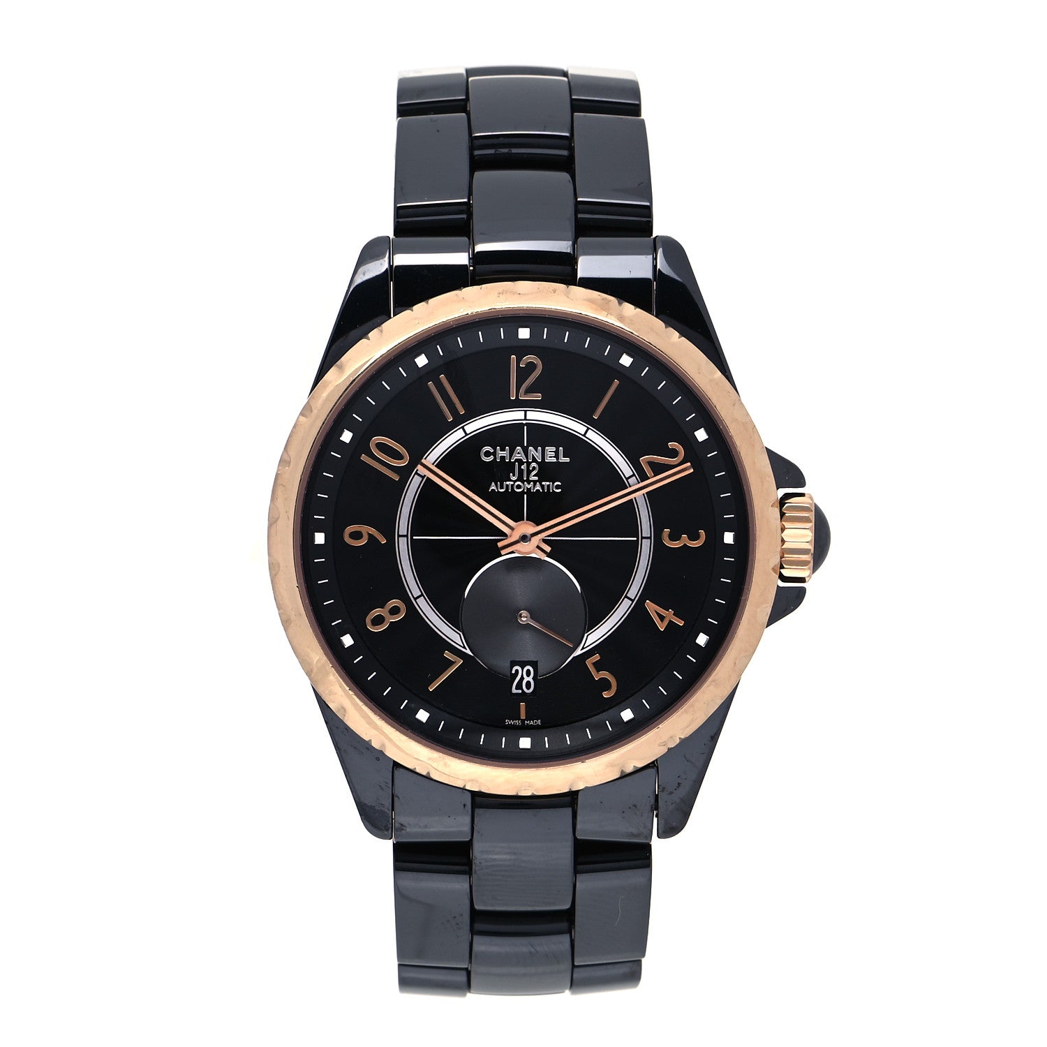 Chanel Stainless Steel 18K Yellow Gold Ceramic 38mm J12 Automatic Watch Black 1 of 5