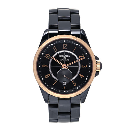 Chanel Stainless Steel 18K Yellow Gold Ceramic 38mm J12 Automatic Watch Black 1 of 5