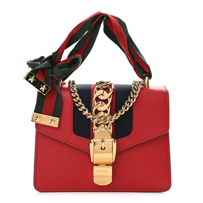 Gucci Calfskin Mini Sylvie Chain Shoulder Bag Hibiscus Red 1 of 9