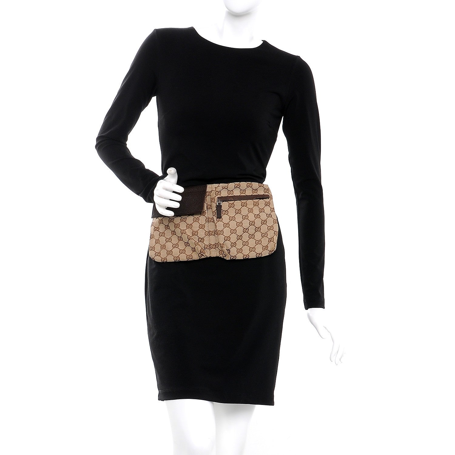 Gucci GG Monogram Double Pocket Belt Bag Dark Brown 2 of 8