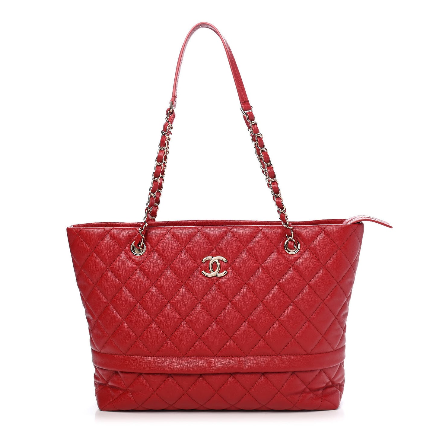Caviar Quilted Rolled Up Tote Red