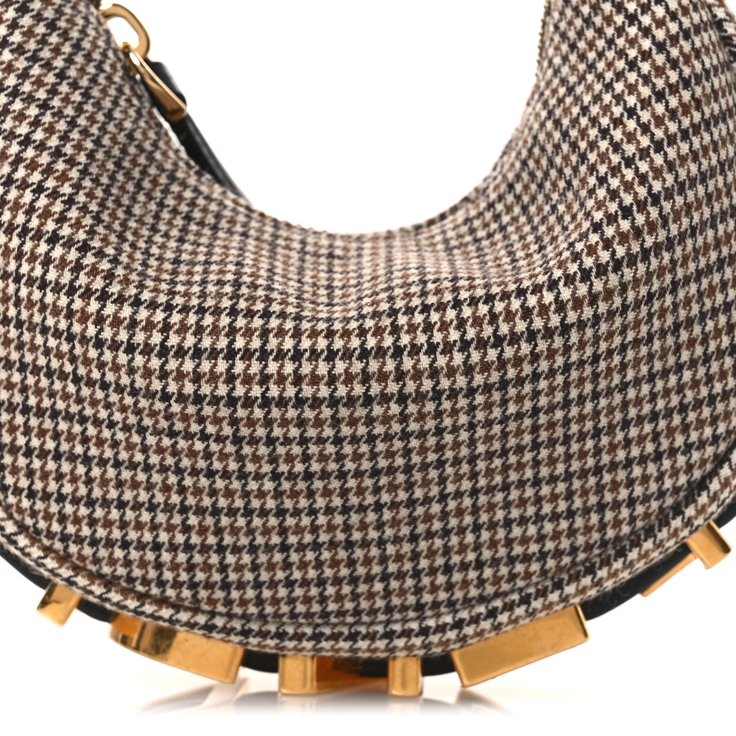 Wool Nappa Micro Houndstooth Nano Fendigraphy Hobo Charm Beige Moro
