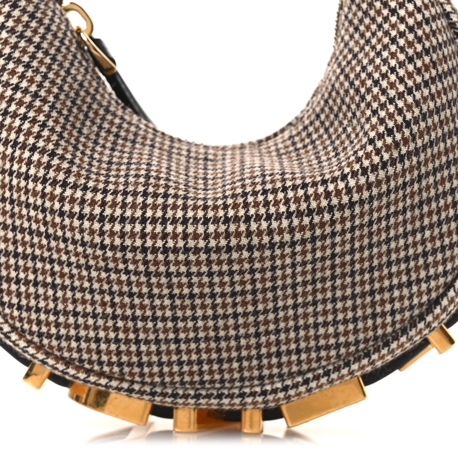 Fendi Wool Nappa Micro Houndstooth Nano Fendigraphy Hobo Charm Beige Moro 8 of 11