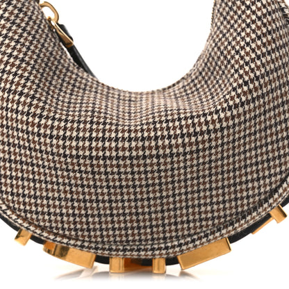 Fendi Wool Nappa Micro Houndstooth Nano Fendigraphy Hobo Charm Beige Moro 8 of 11