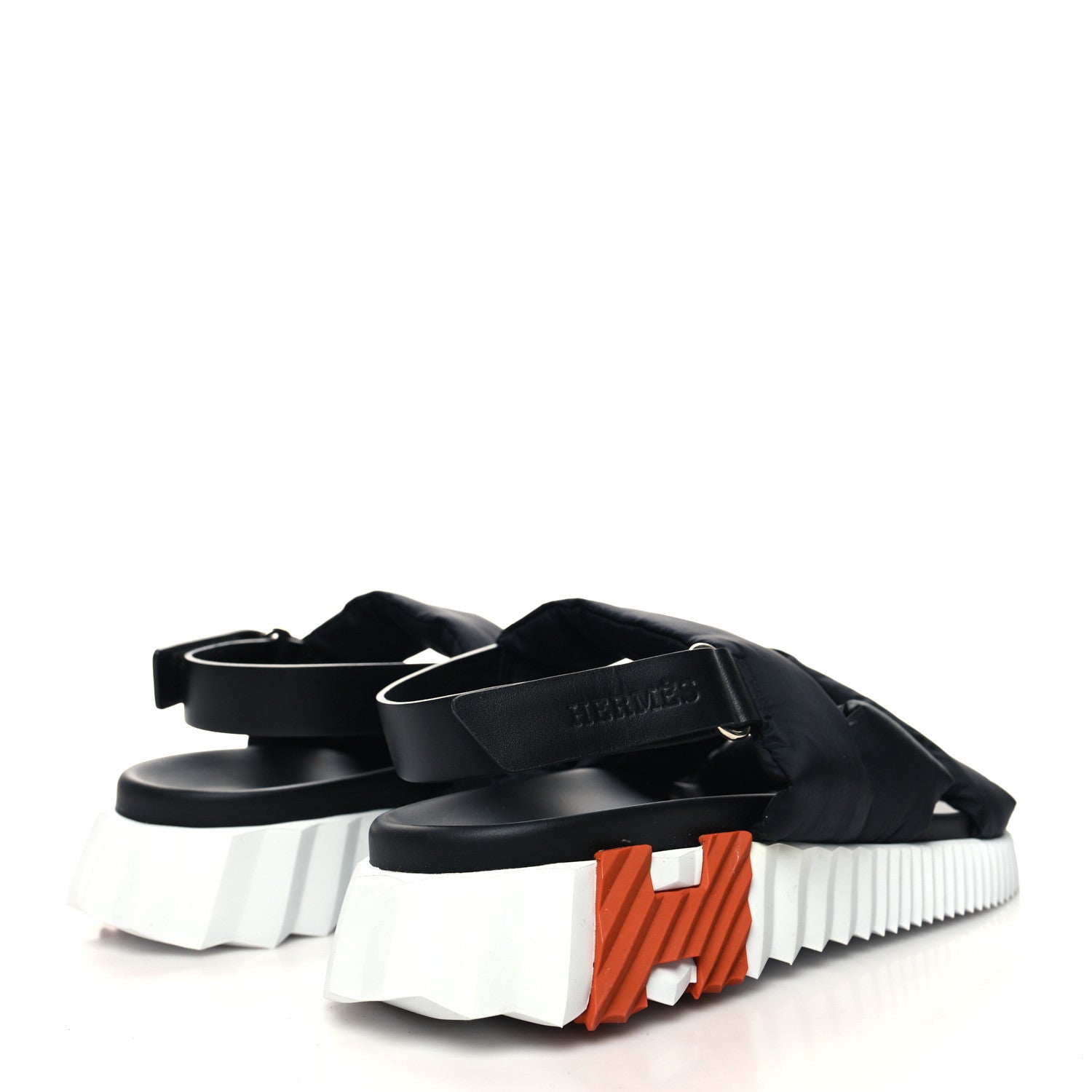 Hermes Parachute Fabric Calfskin Womens Electric Sandals 39 Black 4 of 8