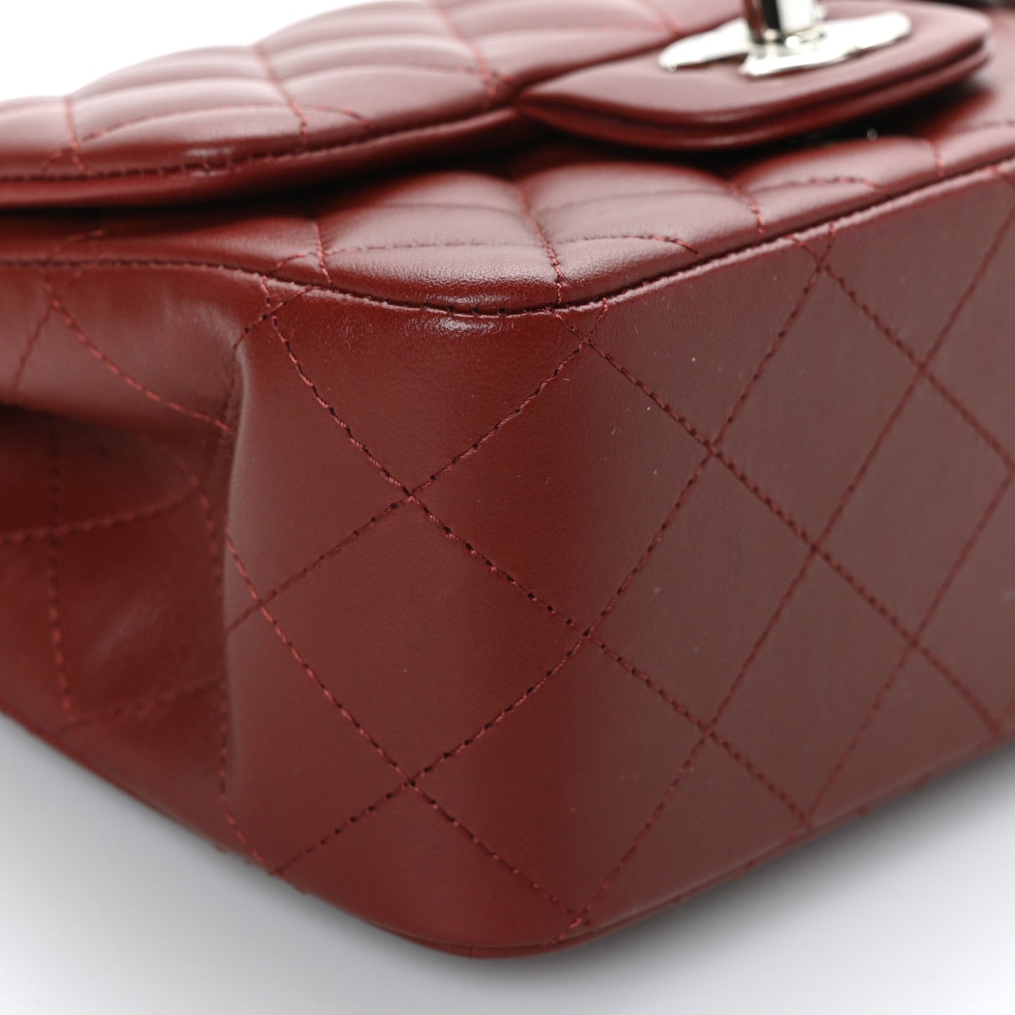 Lambskin Quilted Mini Square Flap Burgundy