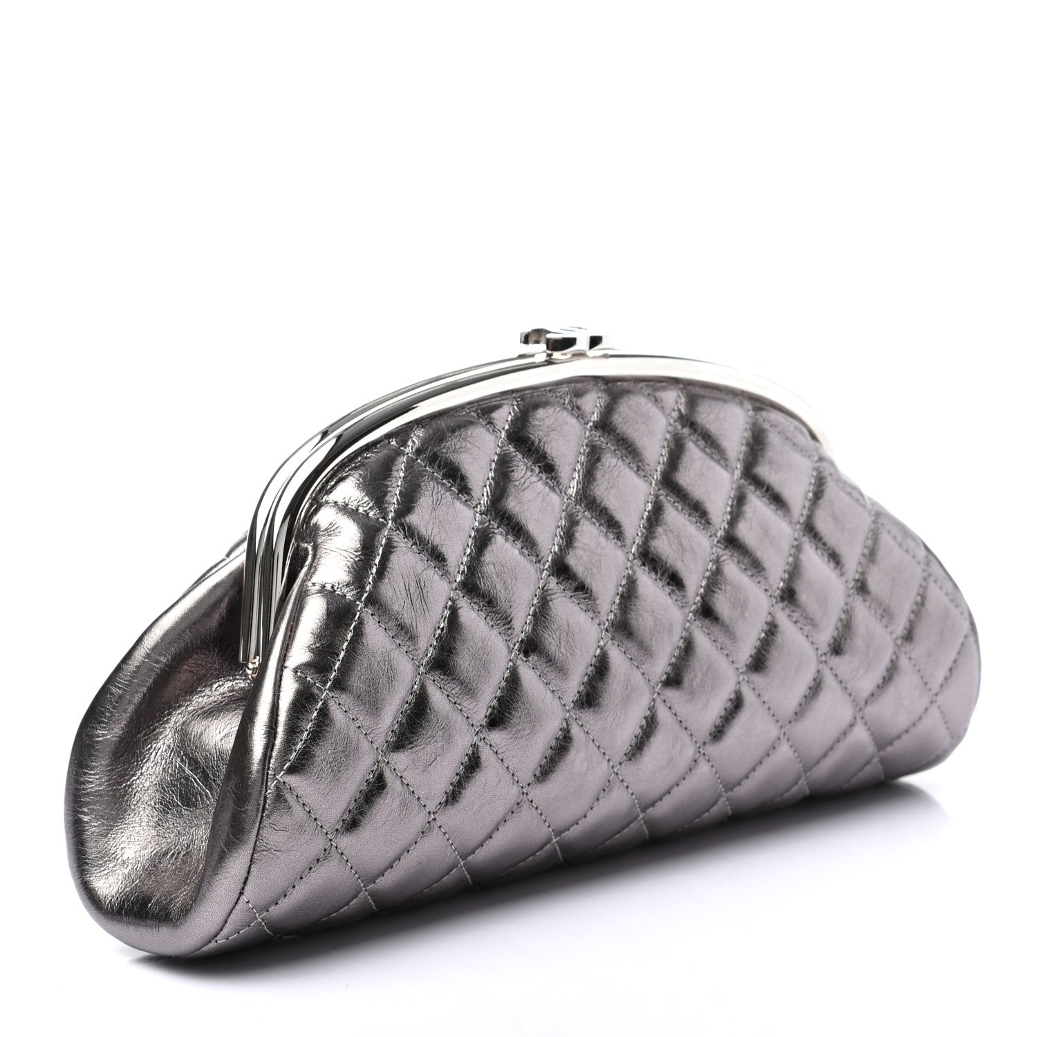 Chanel Metallic Aged Calfskin Quilted Timeless Clutch Silver 2 of 6