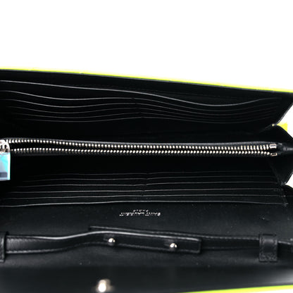 Saint Laurent Patent Grain De Poudre Matelasse Chevron Monogram Chain Wallet Neon Yellow 5 of 15