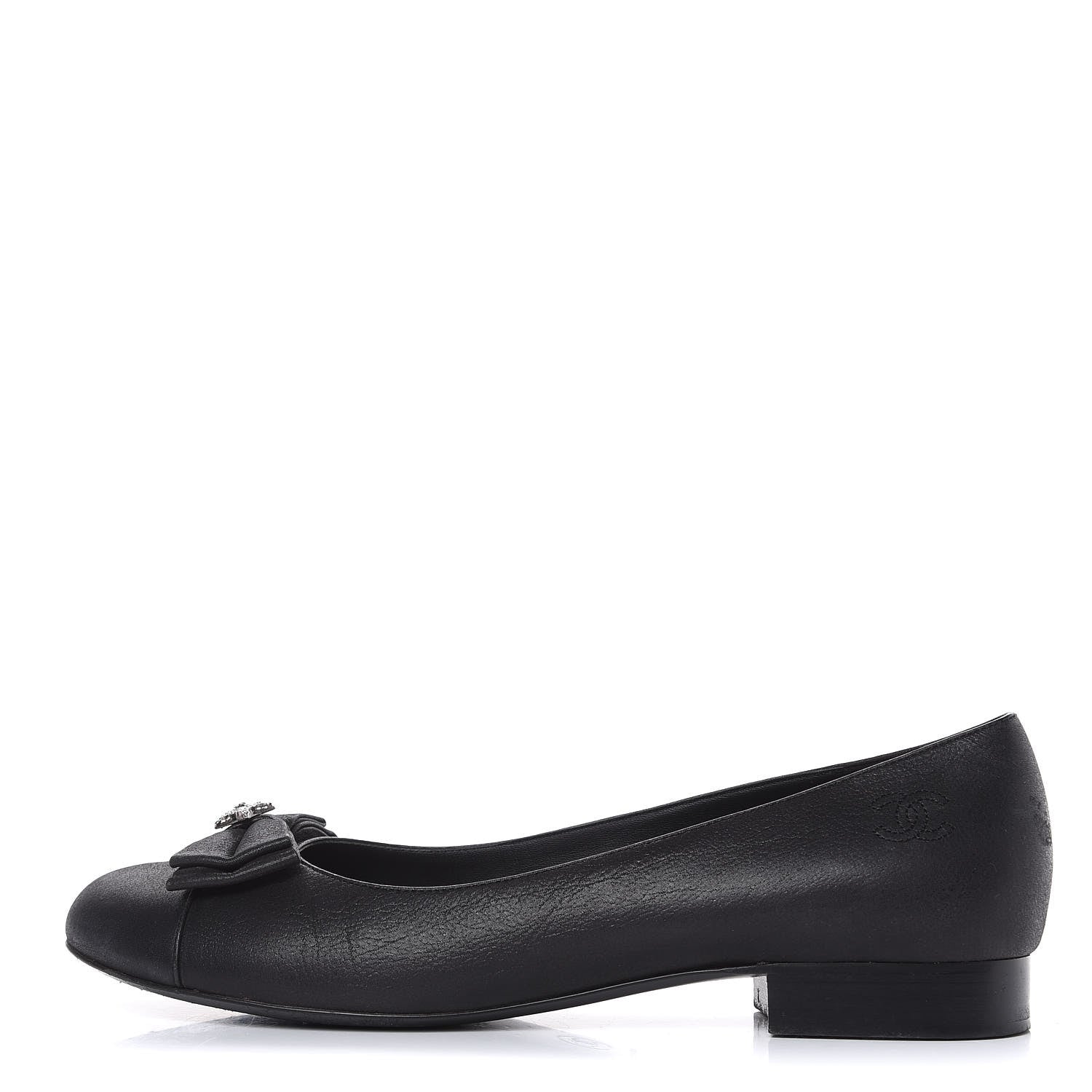 Chanel Buffalo Glitter Bow Ballerina Flats 39.5 Black 1 of 11