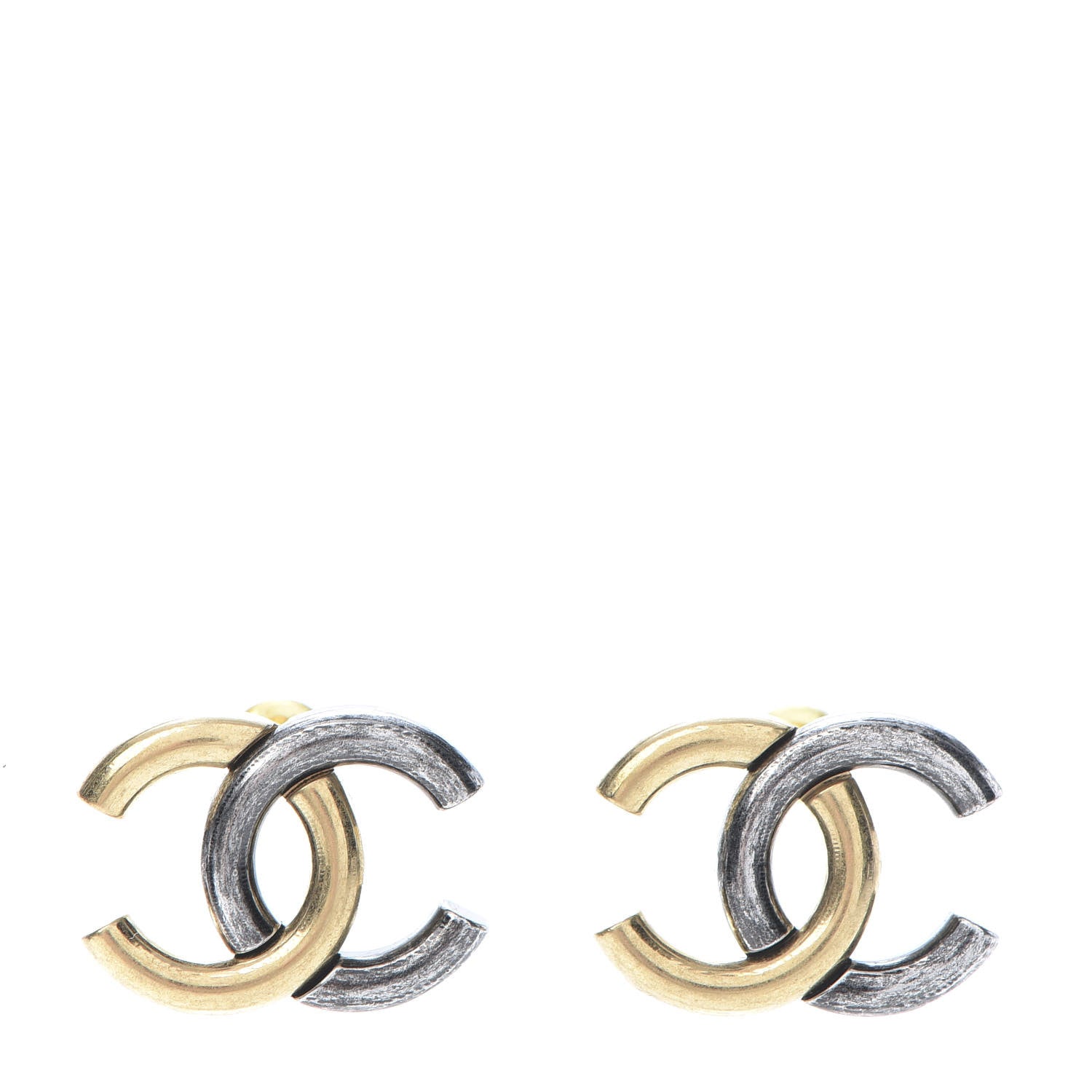 Chanel Metal CC Earrings Gold Ruthenium 1 of 5