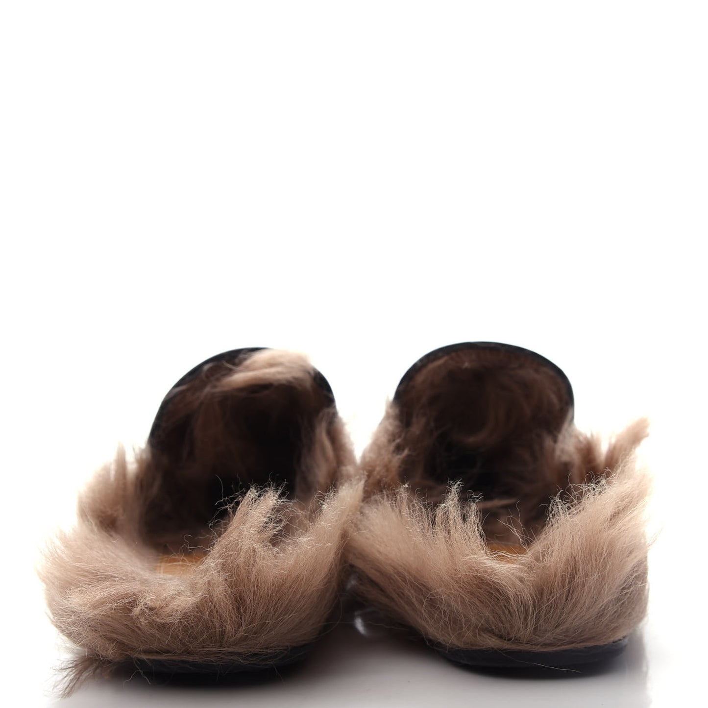 Patent Fur Womens Princetown Slippers 35 Black Natural