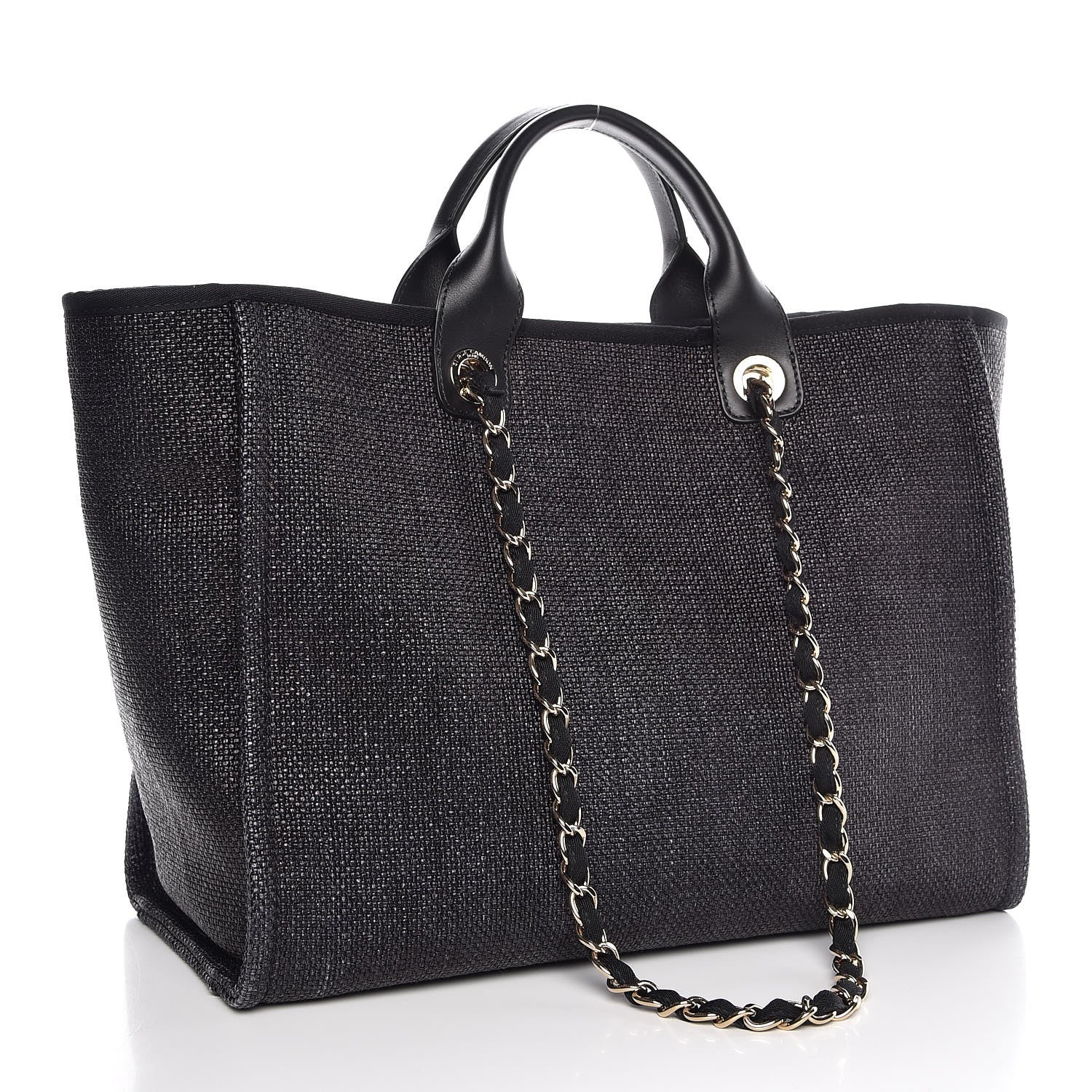 Chanel Woven Straw Raffia Large Deauville Tote Black 3 of 12
