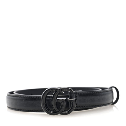 Gucci Azalea Calfskin Enamel Monochrome Double G 20mm Belt 70 28 Black 1 of 4