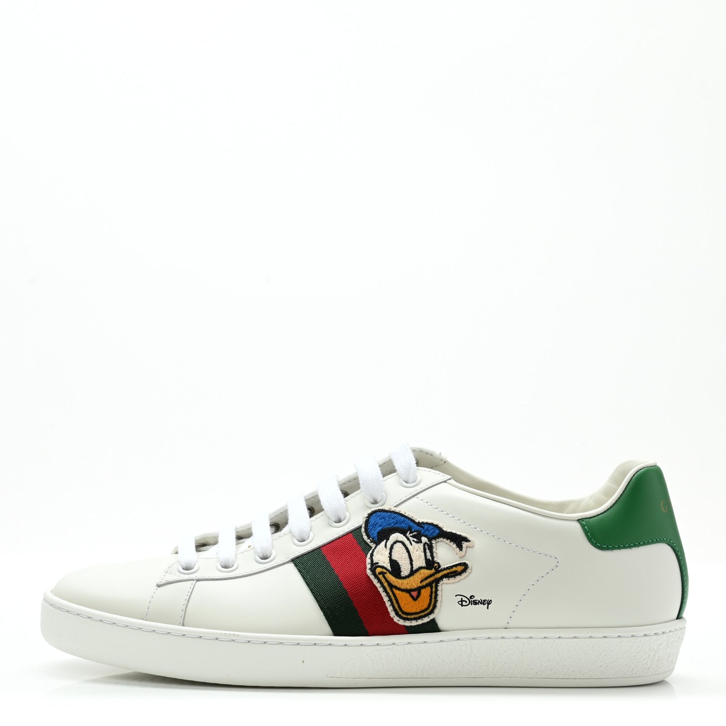 X DISNEY Calfskin Miro Soft Web Donald Duck Womens Ace Sneakers 38.5 White New Shamarock
