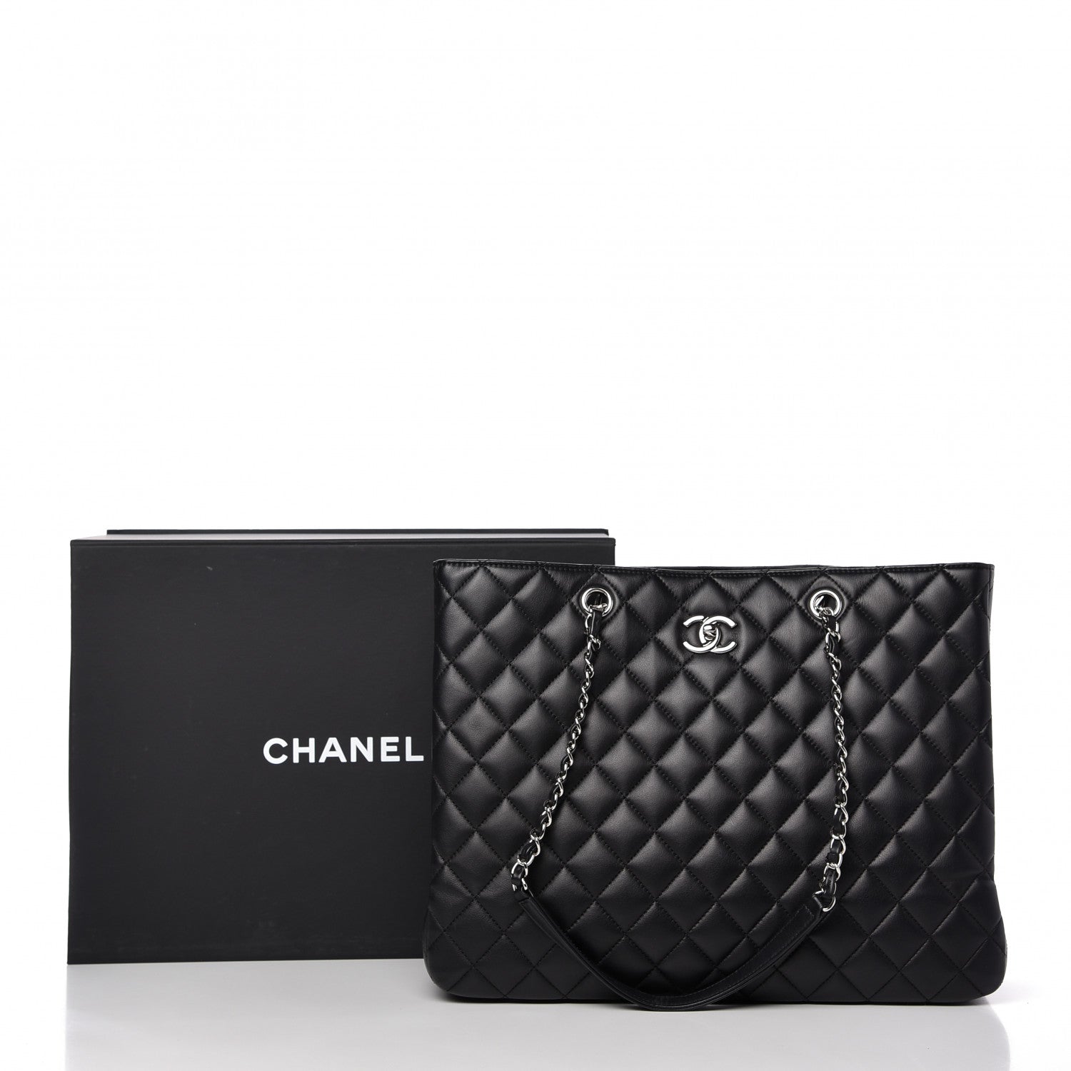 Chanel Calfskin Quilted Large CC Shopping Tote Black 19 of 19