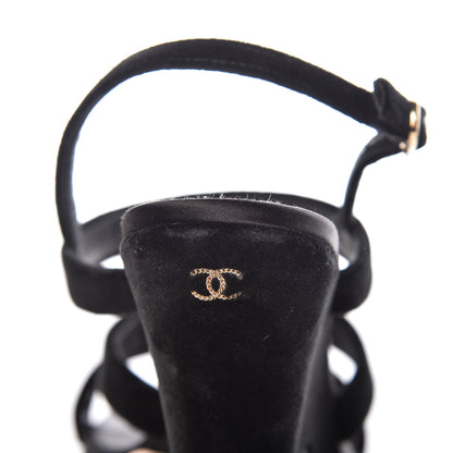 Chanel Velvet CC Sandals 41 Black 15 of 20
