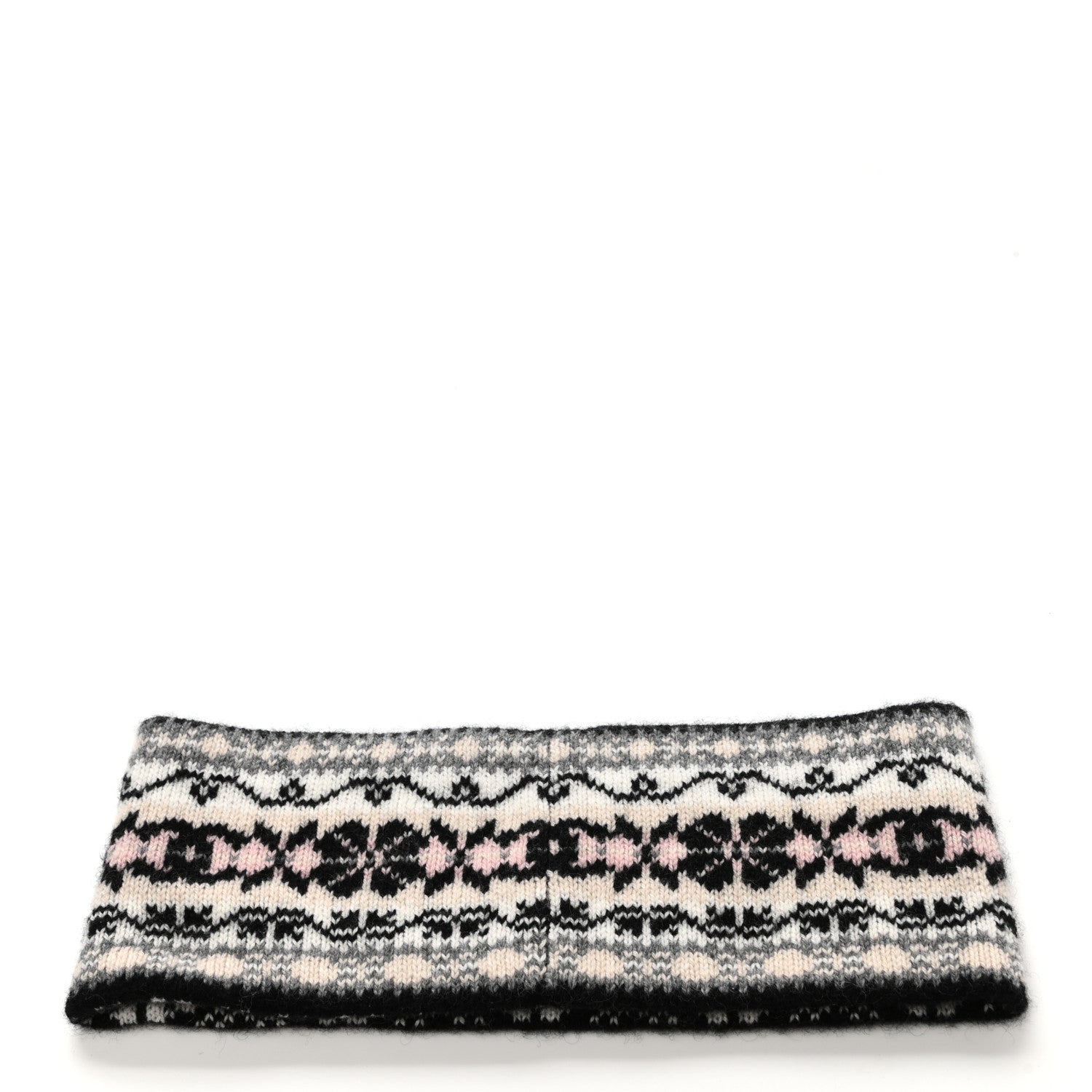Chanel Cashmere CC Headband Black Dark Grey Ecru Pink 3 of 5