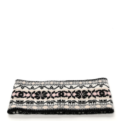 Chanel Cashmere CC Headband Black Dark Grey Ecru Pink 3 of 5