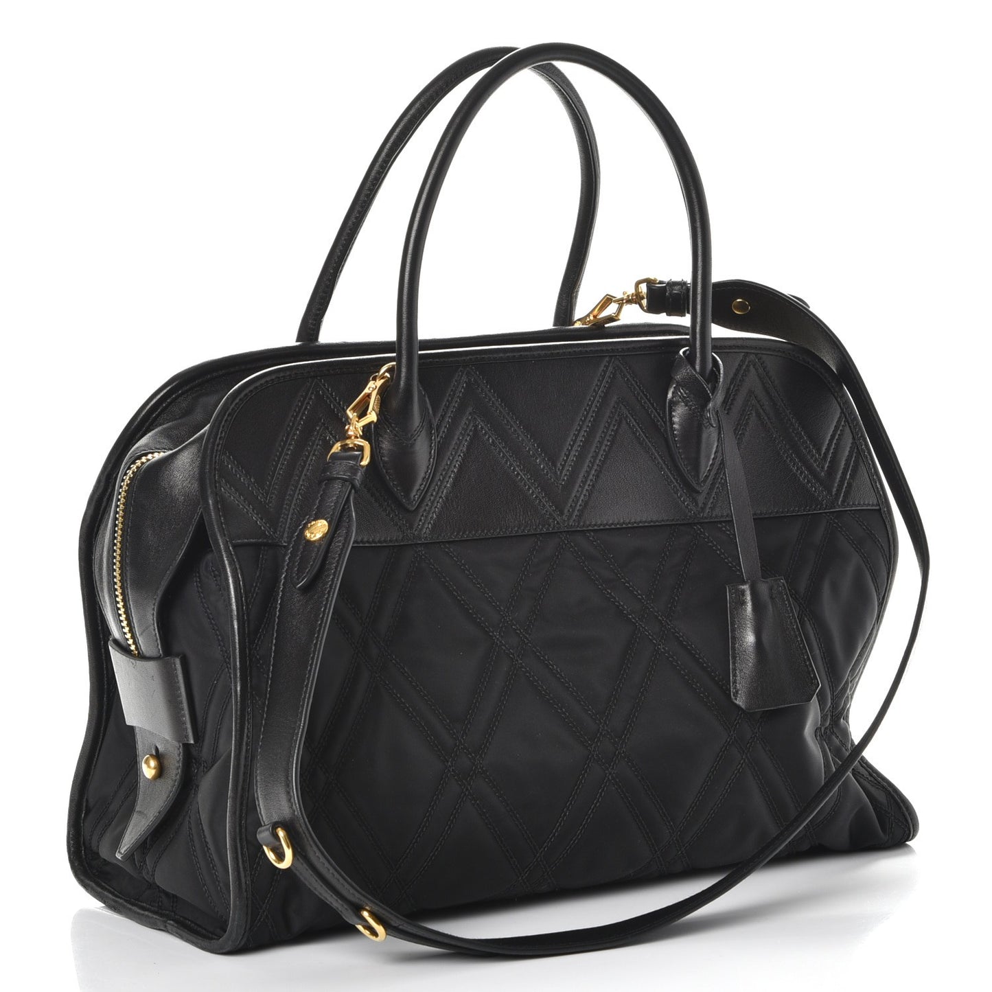 Tessuto Nylon Quilted Impunturato Bauletto Nero Black