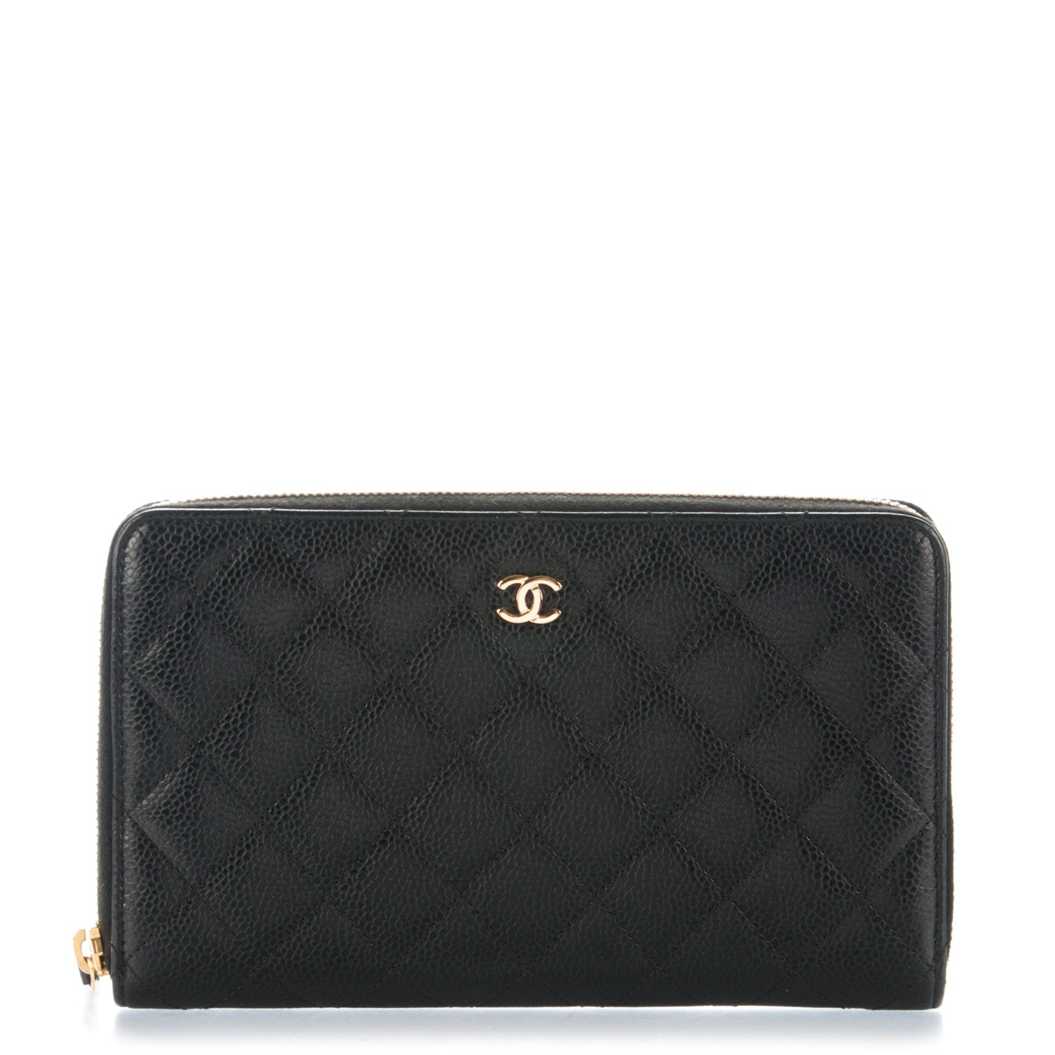 Chanel Caviar Quilted Large Zip Around Organizer Wallet Black 1 of 8