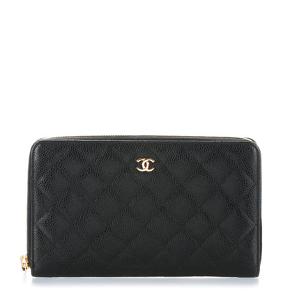 Chanel Caviar Quilted Large Zip Around Organizer Wallet Black 1 of 8