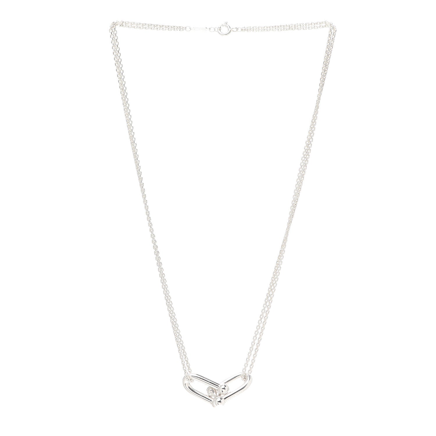 Tiffany Sterling Silver Double HardWear Link Pendant Necklace 3 of 5