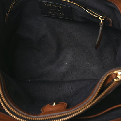 Burberry Grainy Calfskin House Check Medium Banner Tote Dark Sand 7 of 13
