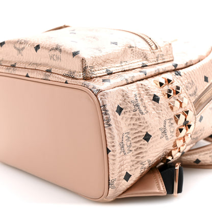 MCM Metallic Visetos Side Stud Small Stark Backpack Champagne Gold 9 of 10