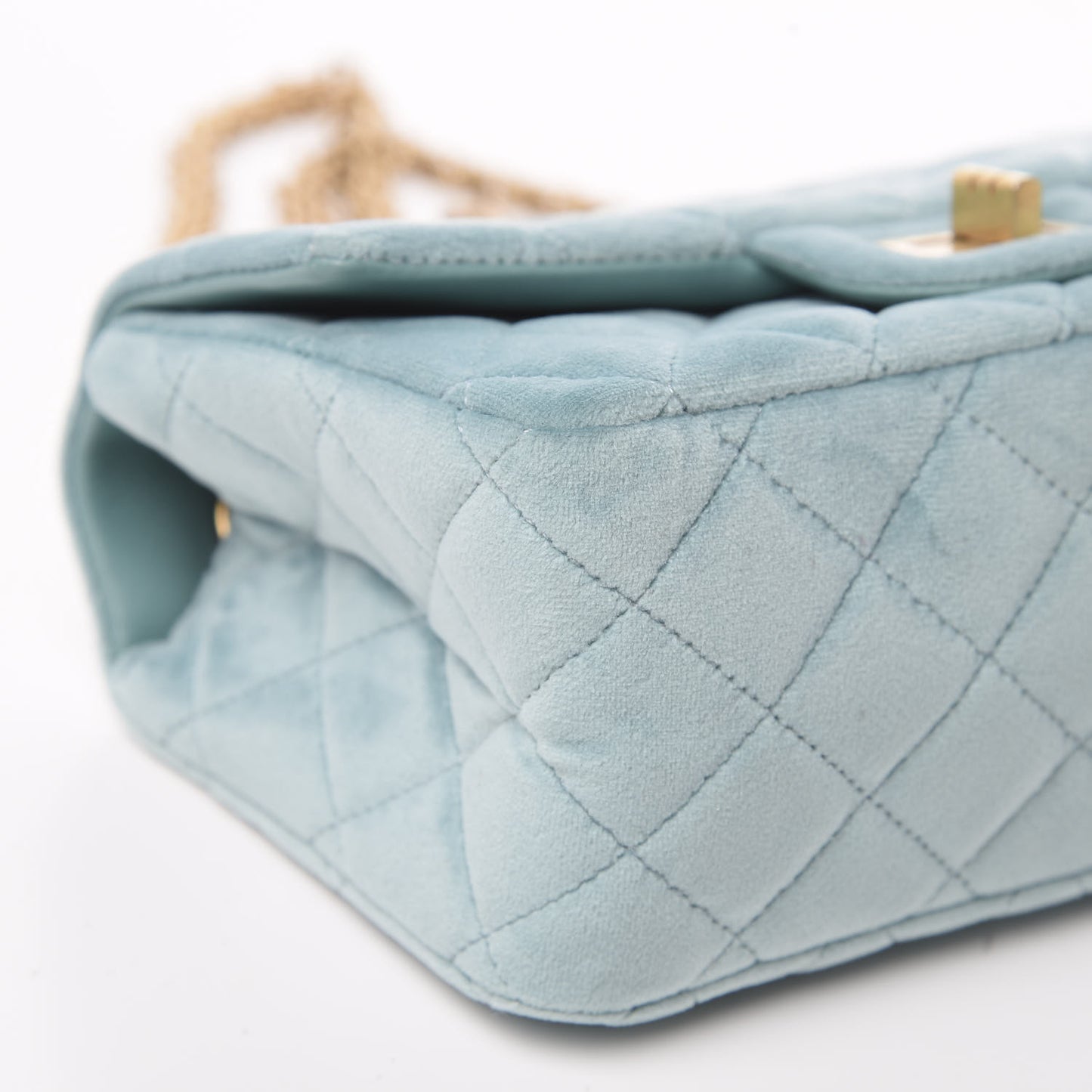 Velvet Quilted Mini 2.55 Reissue Flap Light Blue