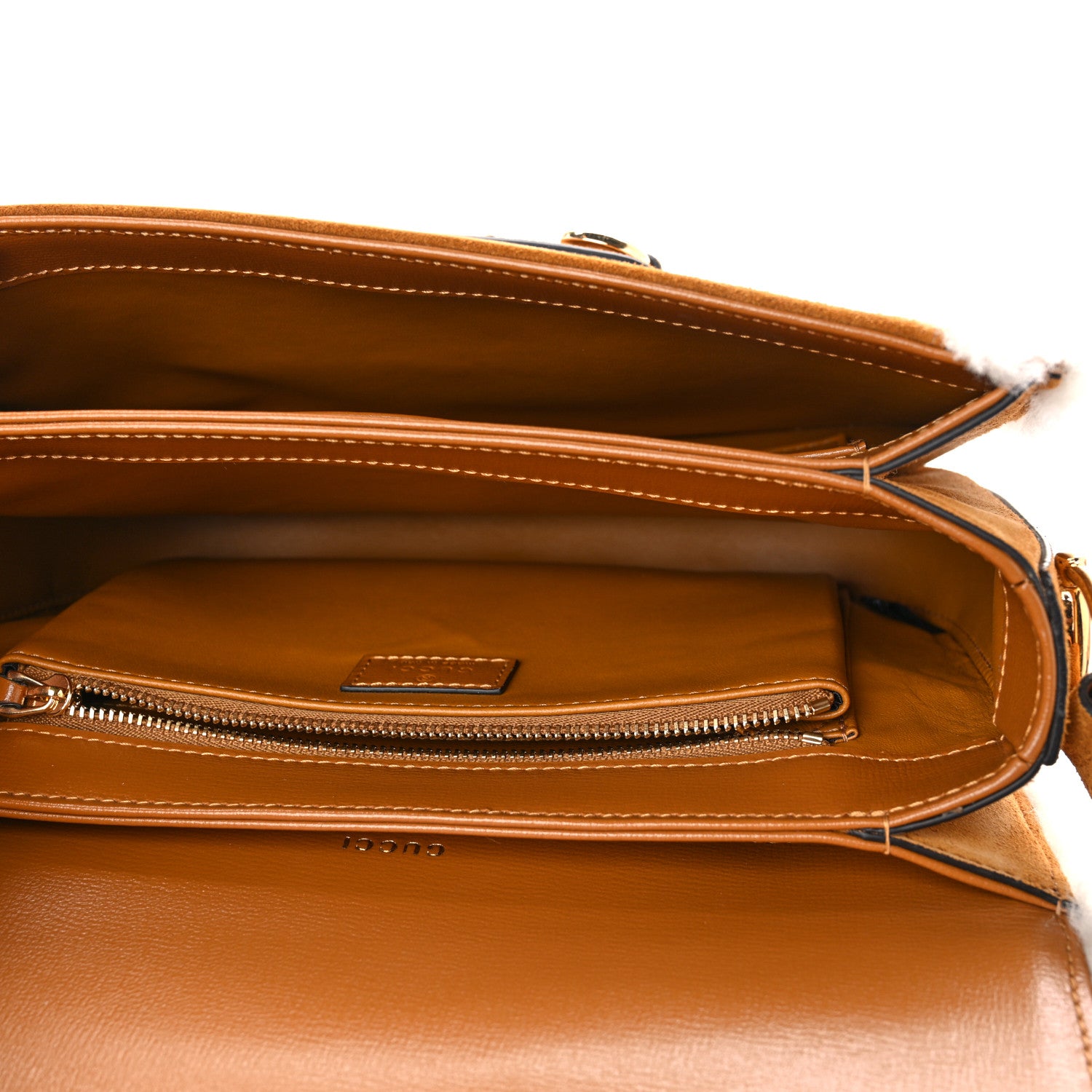 Gucci Suede Shearling Horsebit 1955 Shoulder Bag Brown 5 of 9
