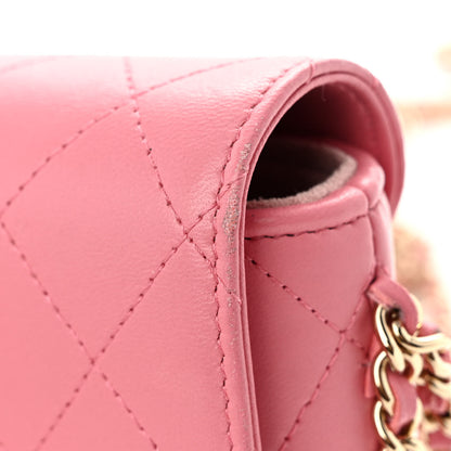 Chanel Lambskin Quilted Chain Around Clutch On Chain Pink 11 of 12