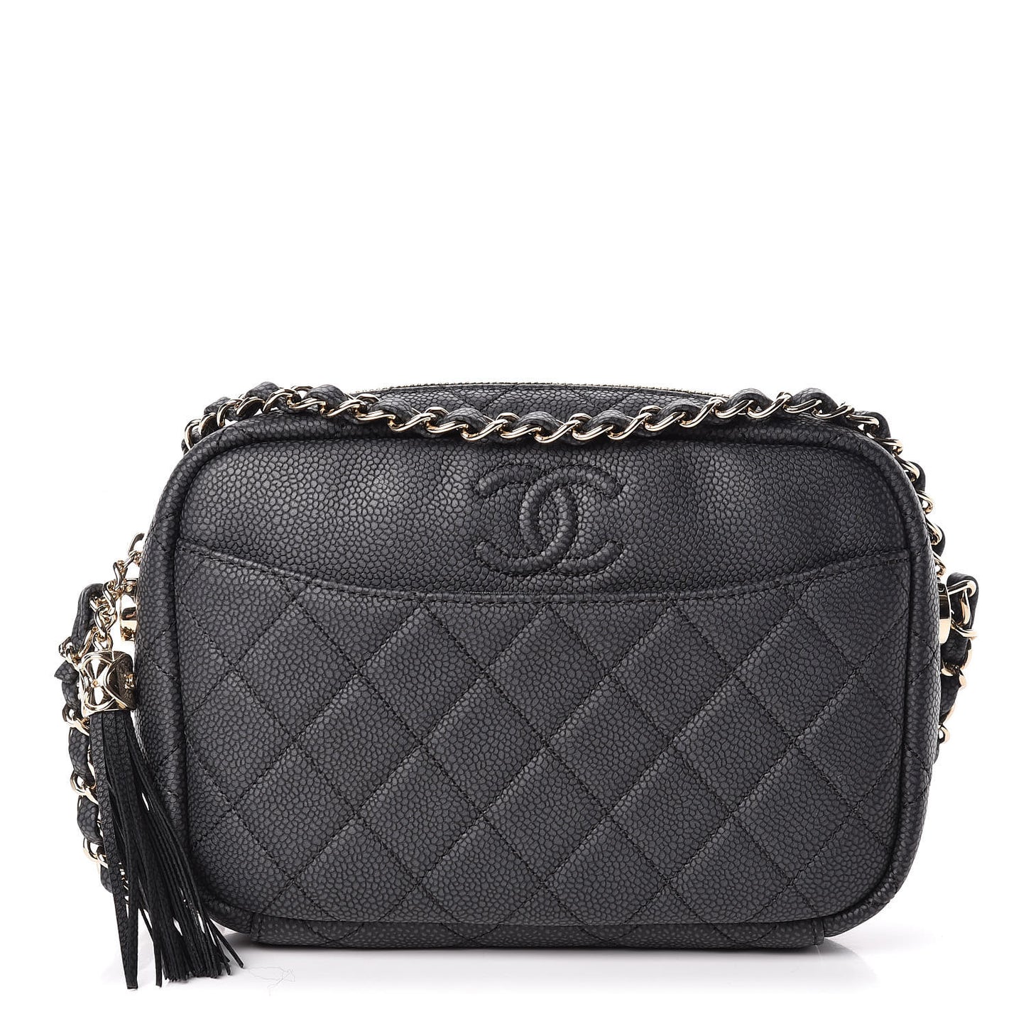 Caviar Quilted Small Coco Tassel Camera Case Dark Navy
