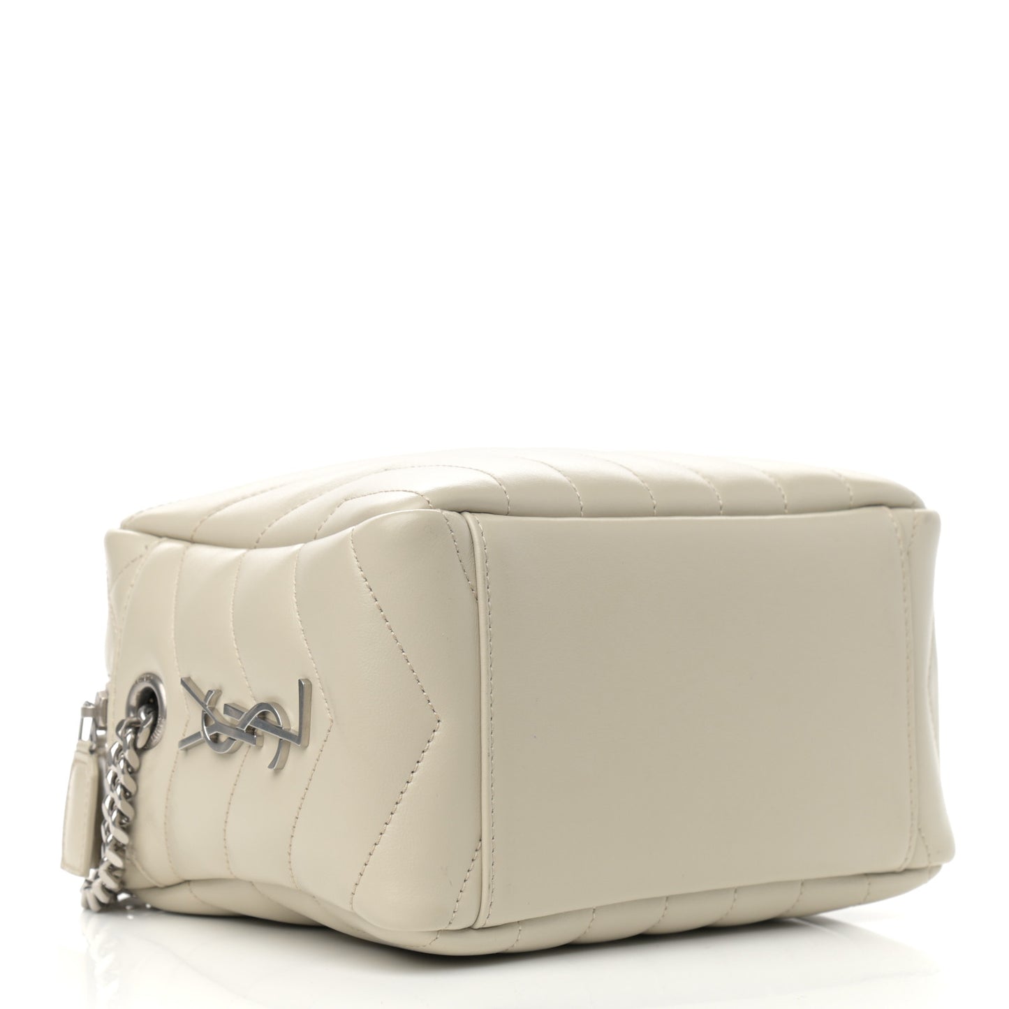 Calfskin Y Quilted Monogram Small Loulou Bowling Bag Ivory
