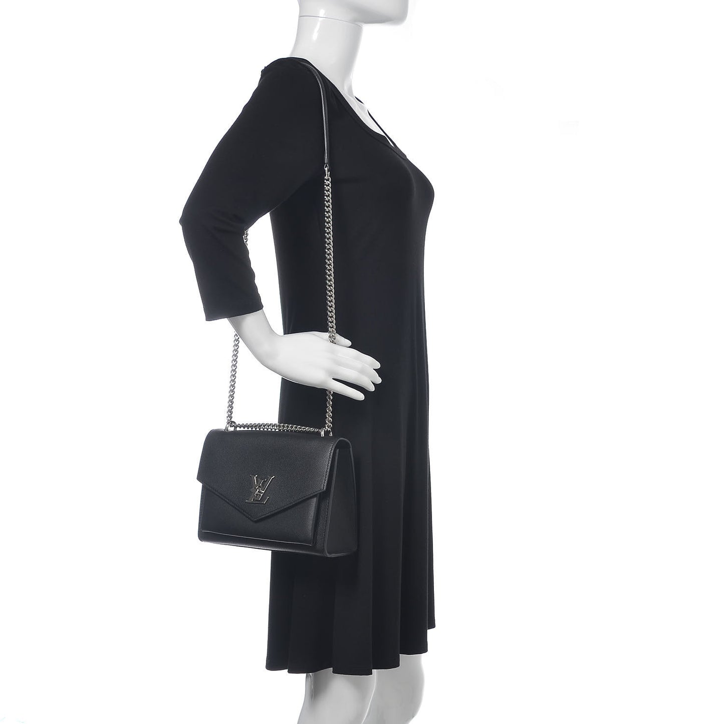 Soft Calfskin My Lockme Chain Bag BB Black