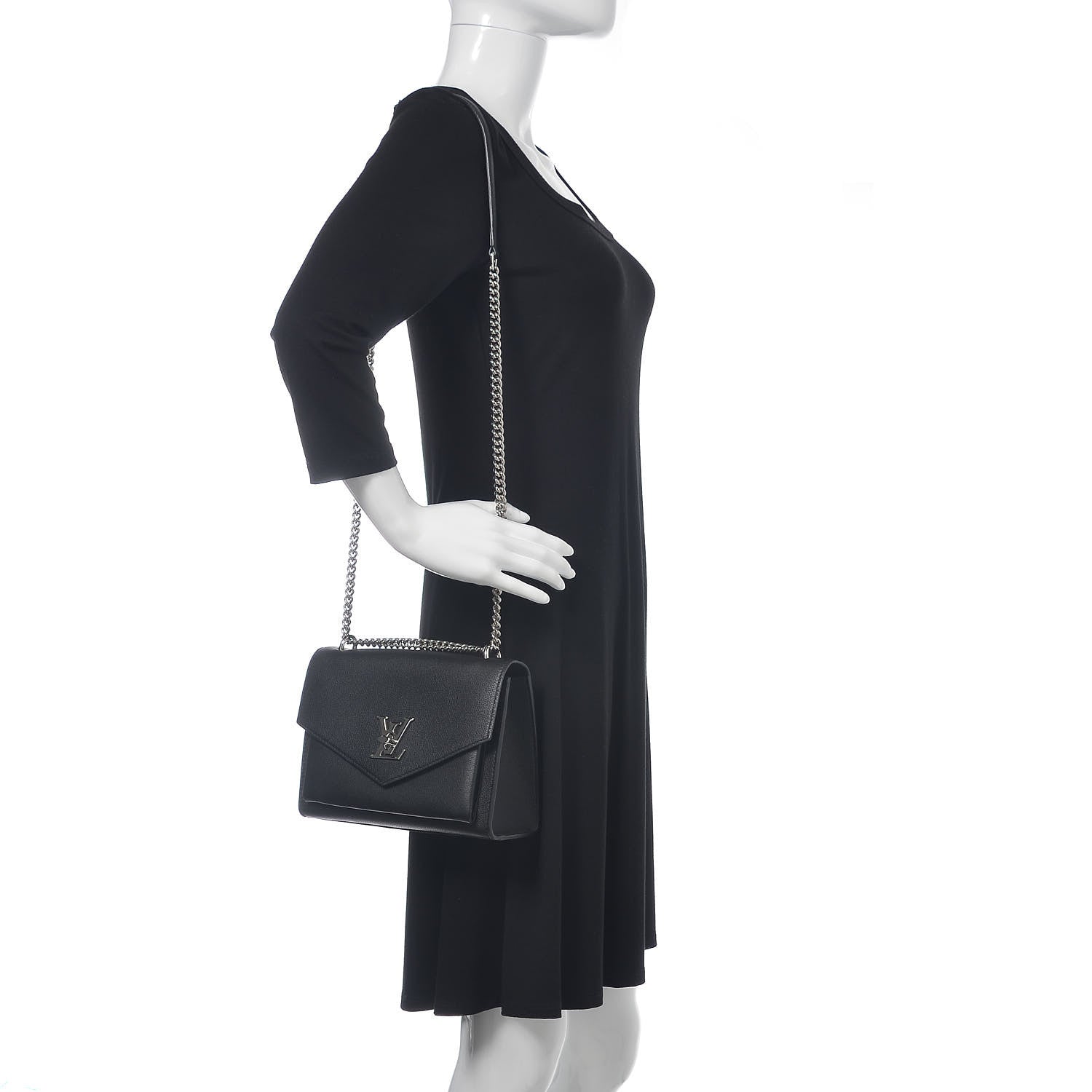 Louis Vuitton Soft Calfskin My Lockme Chain Bag BB Black 2 of 9