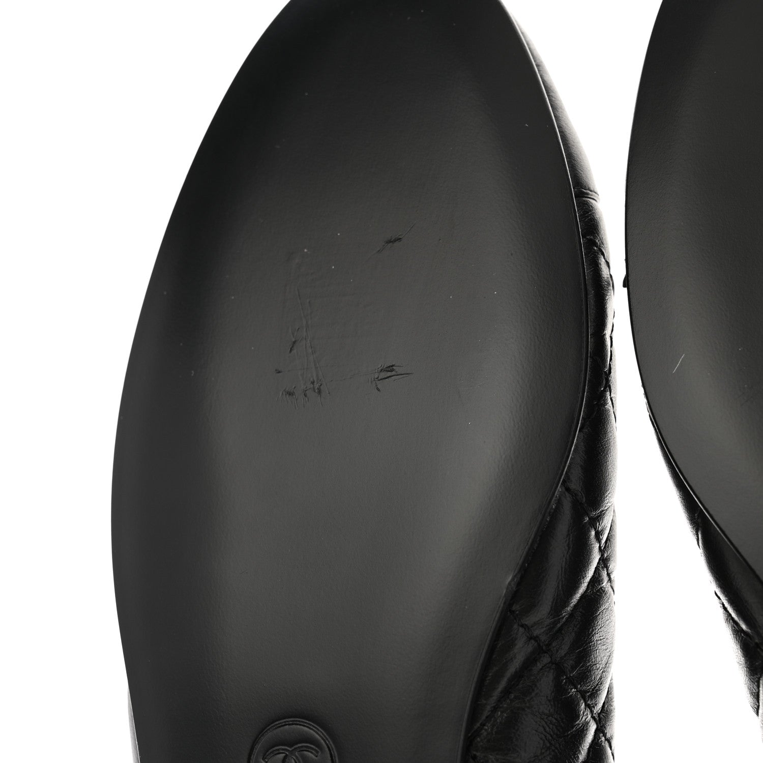 Chanel Aged Calfskin Quilted CC Cap Toe Ballerina Flats 38.5 Black 9 of 10