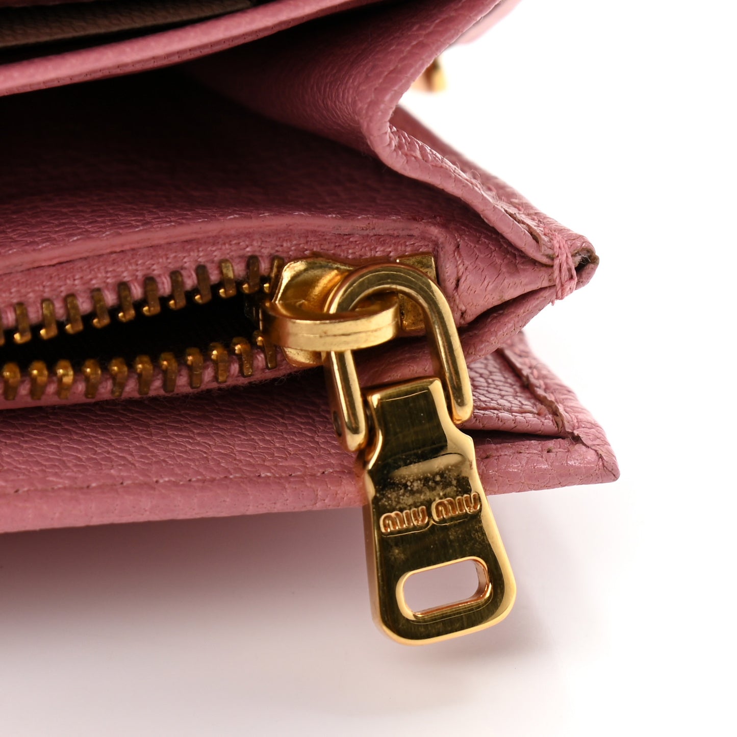 Goatskin Madras Bi-Color Wallet On Chain White Pink