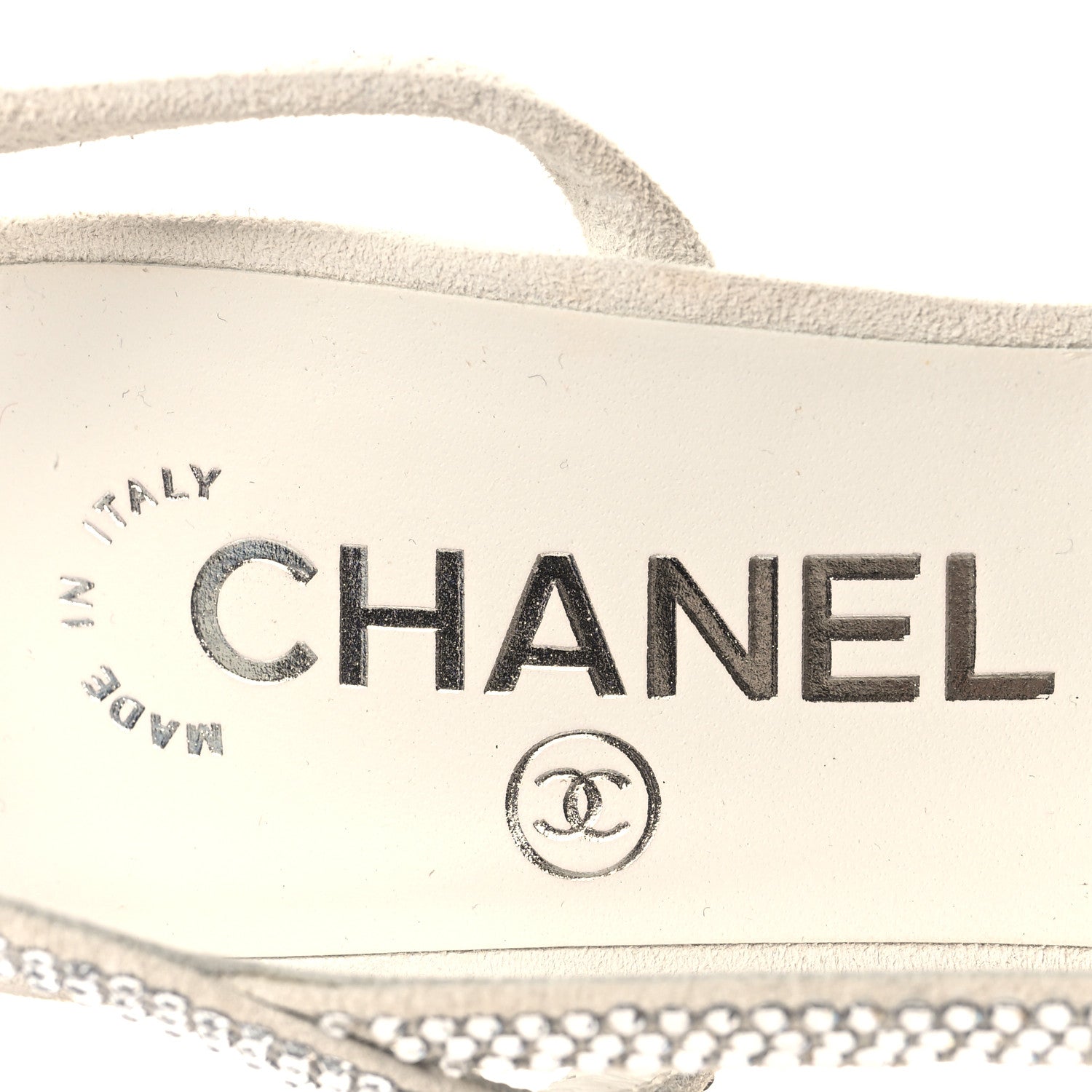 Chanel Strass Grosgrain Cap Toe CC Slingback Pumps 36.5 Silver Black 9 of 9